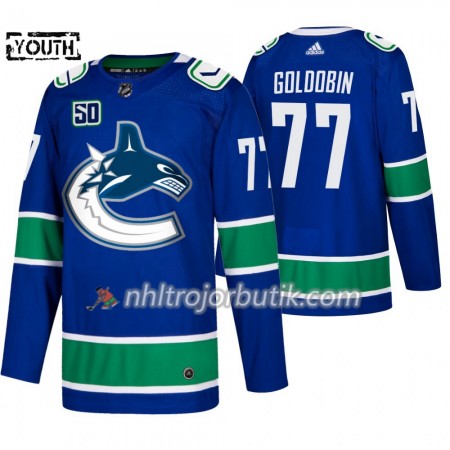 Barn Ishockey Vancouver Canucks tröja Nikolay Goldobin 77 50th Anniversary Adidas 2019-20 Blå Authentic